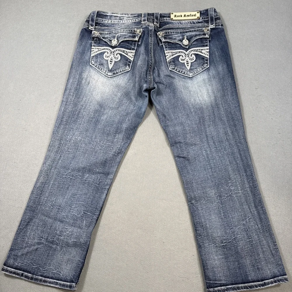 Rock Revival EASY CAPRI SORA Jeans Embroidered Pockets Logo Accents Men 32